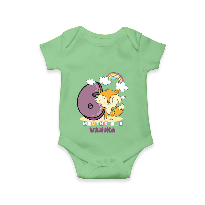 Celebrate The Sixth Month Birthday Customised Romper - GREEN - 0 - 3 Months Old (Chest 16")