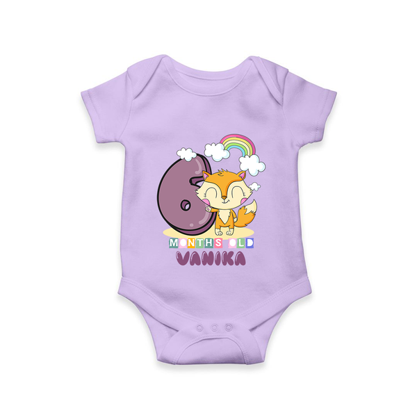 Custom Baby Romper/Onesie for 6 Month Milestone | Soft Cotton Bodysuit | Personalized Name Print - LILAC - New Born (Chest 14")