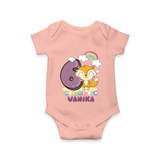 Custom Baby Romper/Onesie for 6 Month Milestone | Soft Cotton Bodysuit | Personalized Name Print - PEACH - New Born (Chest 14")
