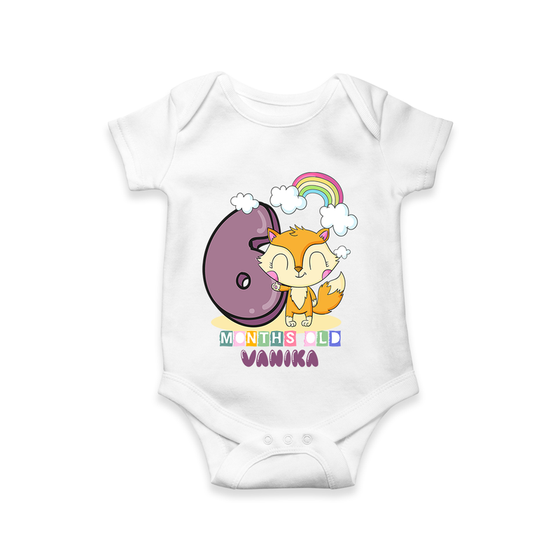 Celebrate The Sixth Month Birthday Customised Romper - WHITE - 0 - 3 Months Old (Chest 16")