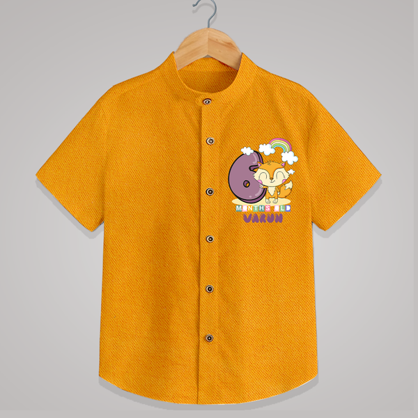 Custom Baby Shirt for 6 Month Milestone | Soft Cotton Shirt | Personalized Name Print - CHROME YELLOW - 0 - 6 Months Old (Chest 23")