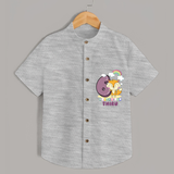 Celebrate The Sixth Month Birthday Customised Shirt - GREY MELANGE - 0 - 6 Months Old (Chest 21")