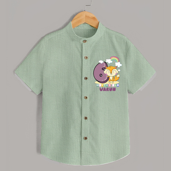 Custom Baby Shirt for 6 Month Milestone | Soft Cotton Shirt | Personalized Name Print - MINT GREEN - 0 - 6 Months Old (Chest 23")