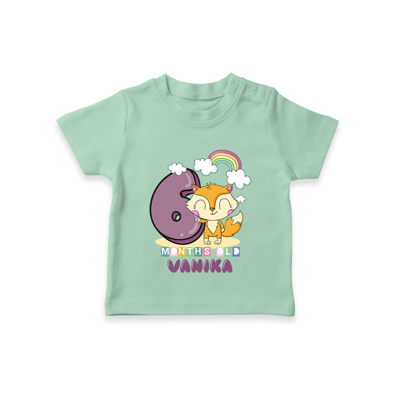 Custom Baby T-Shirt for 6 Month Milestone | Soft Cotton T-Shirt | Personalized Name Print - MINT GREEN - 0-5 Months Old (Chest 17")