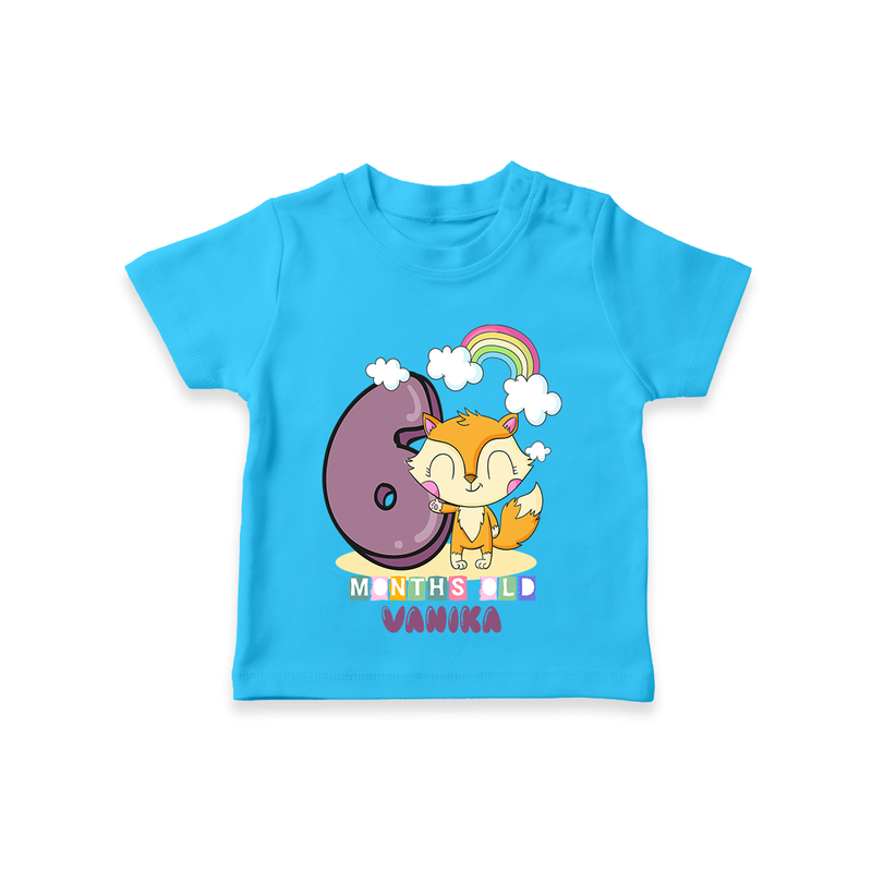Celebrate The Sixth Month Birthday Customised T-Shirt - SKY BLUE - 0 - 5 Months Old (Chest 17")