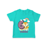 Custom Baby T-Shirt for 6 Month Milestone | Soft Cotton T-Shirt | Personalized Name Print - TEAL - 0-5 Months Old (Chest 17")