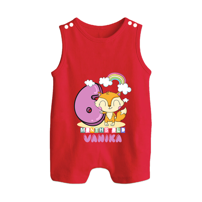 Custom Baby Romper Suit/ Sleeveless Romper for 6 Month Milestone | Soft Cotton Romper Suit/ Sleeveless Romper | Personalized Name Print - RED - 0 - 5 Months Old (Chest 18")