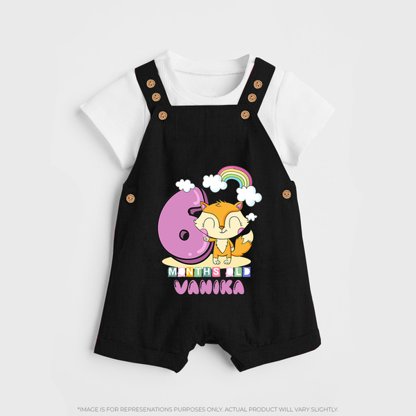 Custom Baby Dungaree Set for 6 Month Milestone | Soft Cotton Dungaree Set | Personalized Name Print - BLACK - 0 - 5 Months Old (Chest 18")