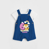 Celebrate The Sixth Month Birthday Customised Dungaree set - COBALT BLUE - 0 - 5 Months Old (Chest 17")