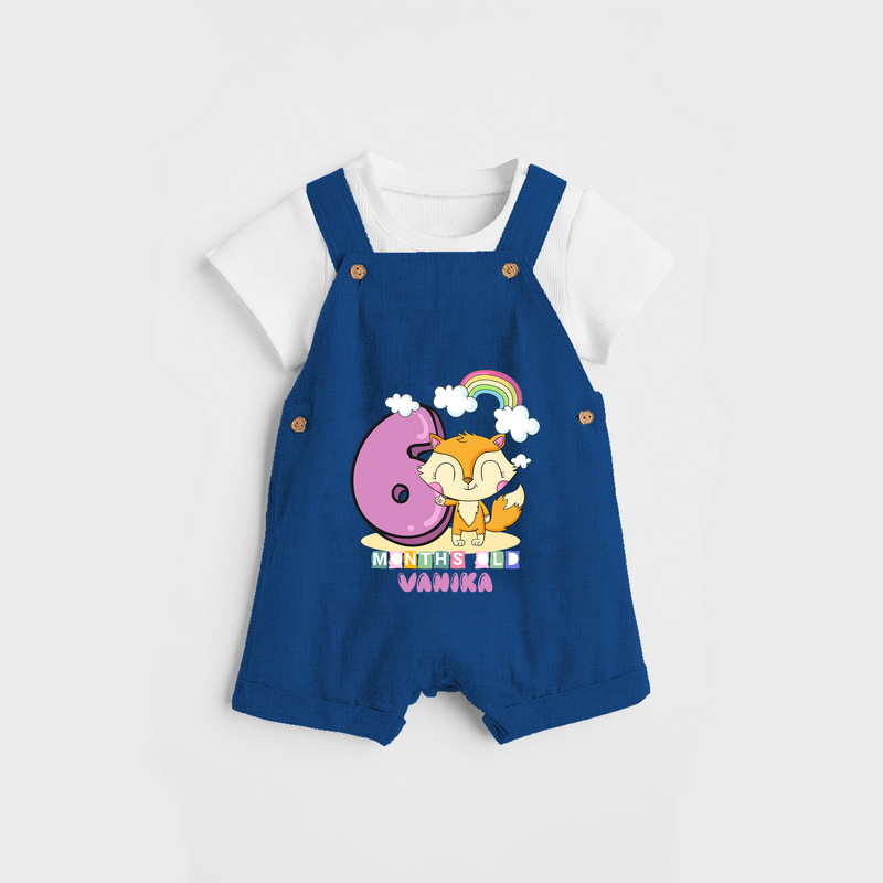 Celebrate The Sixth Month Birthday Customised Dungaree set - COBALT BLUE - 0 - 5 Months Old (Chest 17")