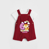 Celebrate The Sixth Month Birthday Customised Dungaree set - RED - 0 - 5 Months Old (Chest 17")