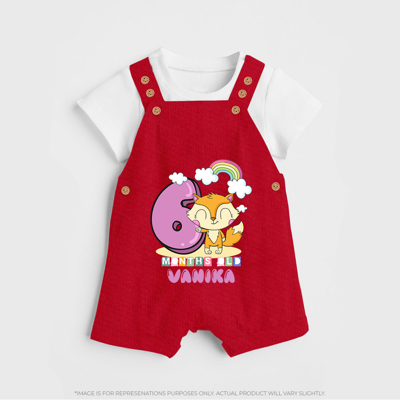 Custom Baby Dungaree Set for 6 Month Milestone | Soft Cotton Dungaree Set | Personalized Name Print - RED - 0 - 5 Months Old (Chest 18")