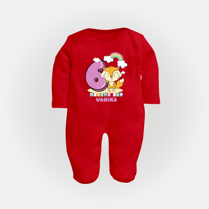 Make Your BabyÕs 6th Month Extra Special With Our Customized Baby Sleep Suit - RED - New Born (Chest 7.5")