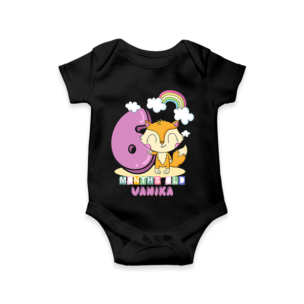 Celebrate The Sixth Month Birthday Customised  Romper - BLACK - 0 - 3 Months Old (Chest 16")