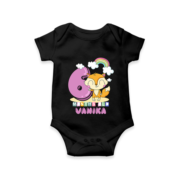 Custom Baby Romper/Onesie for 6 Month Milestone | Soft Cotton Bodysuit | Personalized Name Print - BLACK - New Born (Chest 14")