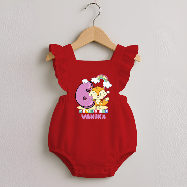 Custom Baby Romper Frock for 6 Month Milestone | Soft Cotton Romper Frock | Personalized Name Print - RED - 0 - 3 Months Old (Chest 19")