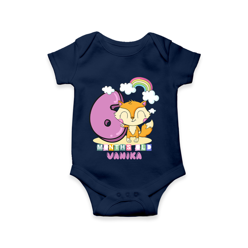 Celebrate The Sixth Month Birthday Customised Romper - NAVY BLUE - 0 - 3 Months Old (Chest 16")