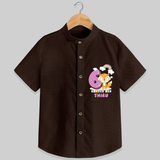 Celebrate The Sixth Month Birthday Customised Shirt - CHOCOLATE BROWN - 0 - 6 Months Old (Chest 21")