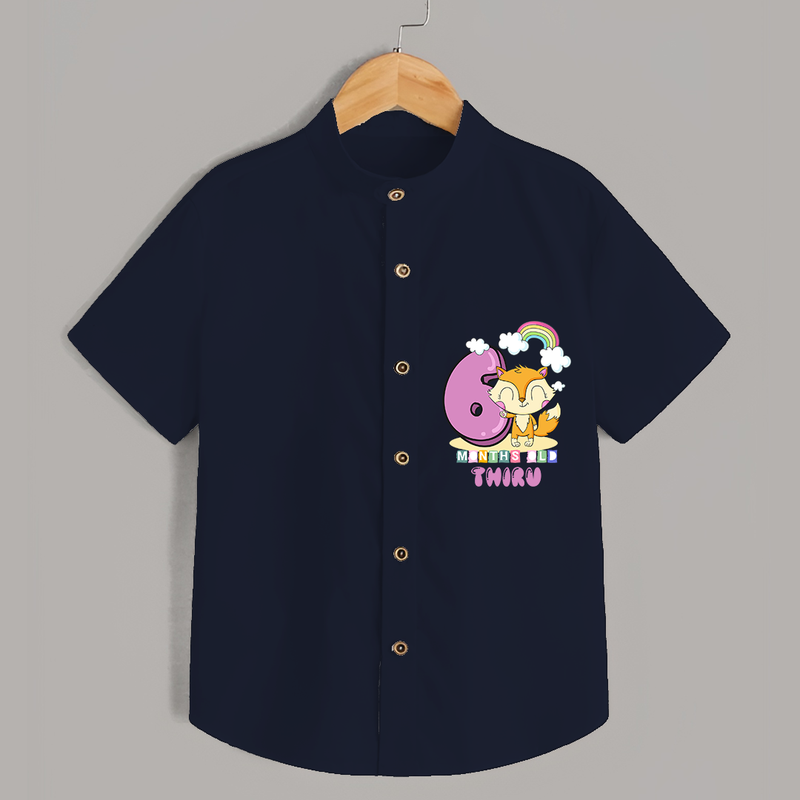 Celebrate The Sixth Month Birthday Customised Shirt - NAVY BLUE - 0 - 6 Months Old (Chest 21")