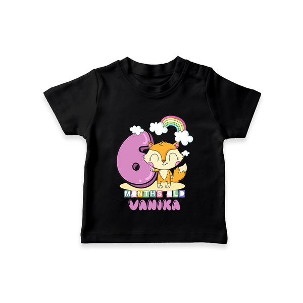 Custom Baby T-Shirt for 6 Month Milestone | Soft Cotton T-Shirt | Personalized Name Print - BLACK - 0-5 Months Old (Chest 17")