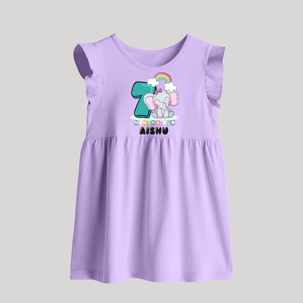 Custom Baby Baby Frock for 7 Month Milestone | Soft Cotton Baby Frock | Personalized Name Print - LILAC - 0 - 3 Months Old (Chest 17")