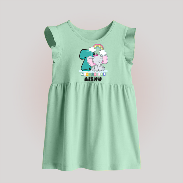 Custom Baby Baby Frock for 7 Month Milestone | Soft Cotton Baby Frock | Personalized Name Print - MINT GREEN - 0 - 3 Months Old (Chest 17")