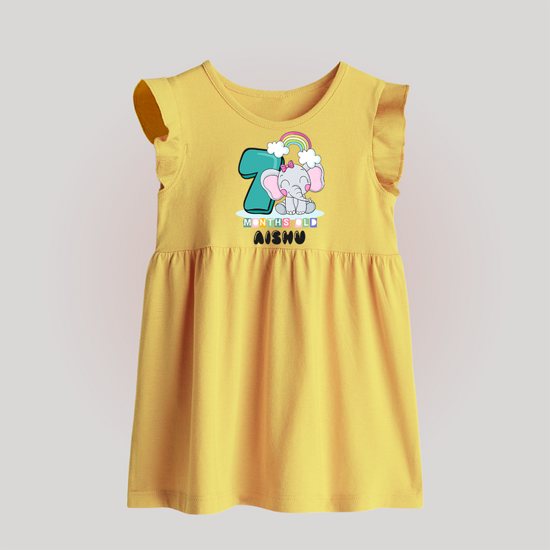 Custom Baby Baby Frock for 7 Month Milestone | Soft Cotton Baby Frock | Personalized Name Print - PASTEL YELLOW - 0 - 3 Months Old (Chest 17")