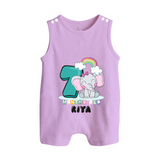 Custom Baby Romper Suit/ Sleeveless Romper for 7 Month Milestone | Soft Cotton Romper Suit/ Sleeveless Romper | Personalized Name Print - LILAC - 0 - 5 Months Old (Chest 18")