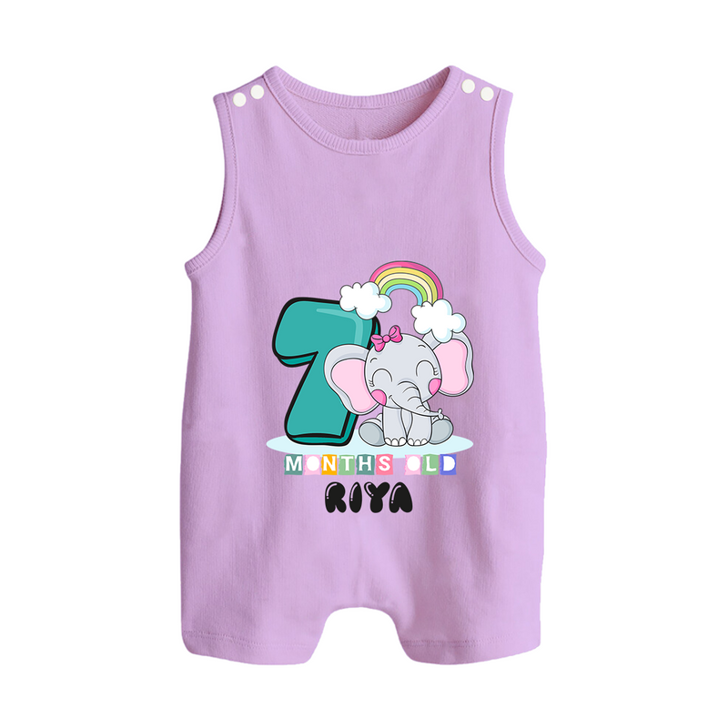 Custom Baby Romper Suit/ Sleeveless Romper for 7 Month Milestone | Soft Cotton Romper Suit/ Sleeveless Romper | Personalized Name Print - LILAC - 0 - 5 Months Old (Chest 18")