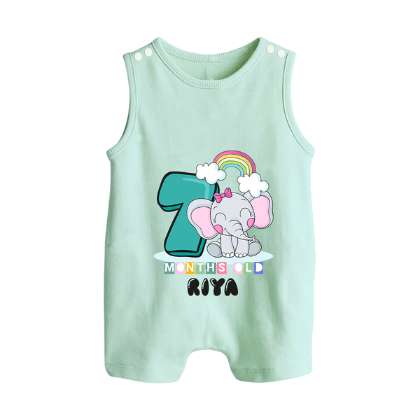 Custom Baby Romper Suit/ Sleeveless Romper for 7 Month Milestone | Soft Cotton Romper Suit/ Sleeveless Romper | Personalized Name Print - MINT GREEN - 0 - 5 Months Old (Chest 18")