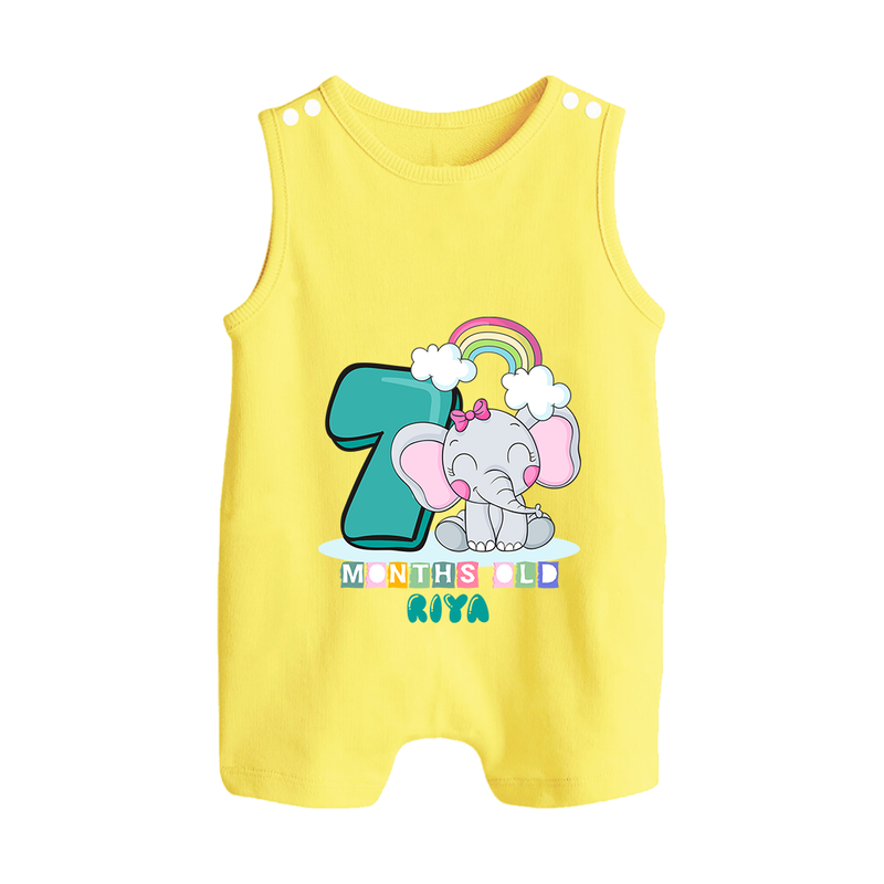 Make Your BabyÕs 7th Month Extra Special With Our Customized Baby Romper Suit - PASTEL YELLOW - 0 - 5 Months Old (Chest 18")