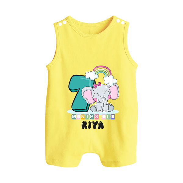 Custom Baby Romper Suit/ Sleeveless Romper for 7 Month Milestone | Soft Cotton Romper Suit/ Sleeveless Romper | Personalized Name Print - PASTEL YELLOW - 0 - 5 Months Old (Chest 18")