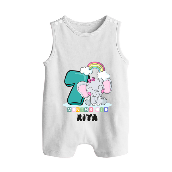 Custom Baby Romper Suit/ Sleeveless Romper for 7 Month Milestone | Soft Cotton Romper Suit/ Sleeveless Romper | Personalized Name Print - WHITE - 0 - 5 Months Old (Chest 18")