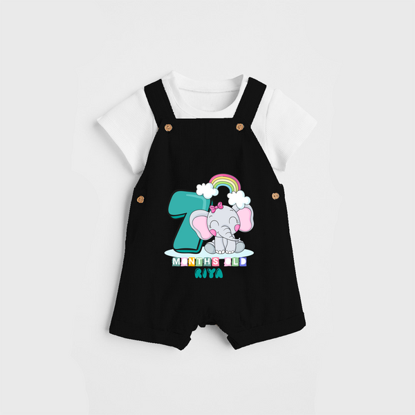 Celebrate The Seventh Month Birthday Customised Dungaree set - BLACK - 0 - 5 Months Old (Chest 17")