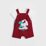 Celebrate The Seventh Month Birthday Customised Dungaree set - RED - 0 - 5 Months Old (Chest 17")