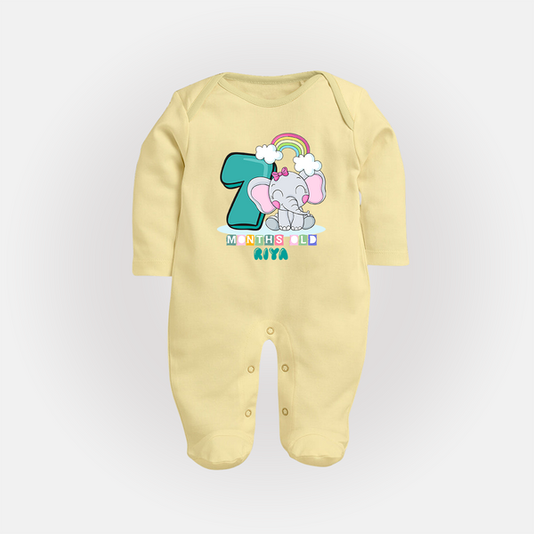 Make Your BabyÕs 7th Month Extra Special With Our Customized Baby Sleep Suit - PASTEL YELLOW - New Born (Chest 7.5")