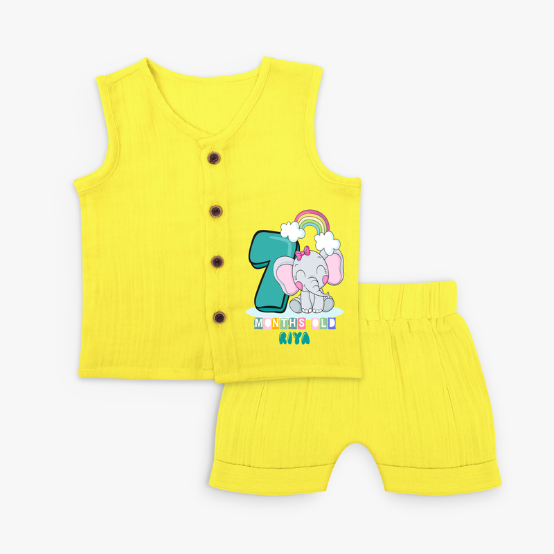 Celebrate The Seventh Month Birthday Customised Jabla set - YELLOW - 0 - 3 Months Old (Chest 9.8")