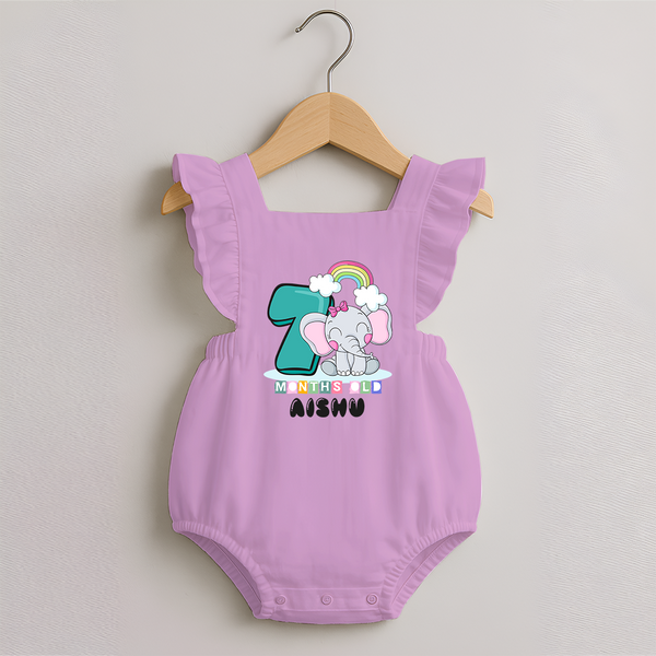 Custom Baby Romper Frock for 7 Month Milestone | Soft Cotton Romper Frock | Personalized Name Print - BABY PINK - 0 - 3 Months Old (Chest 19")