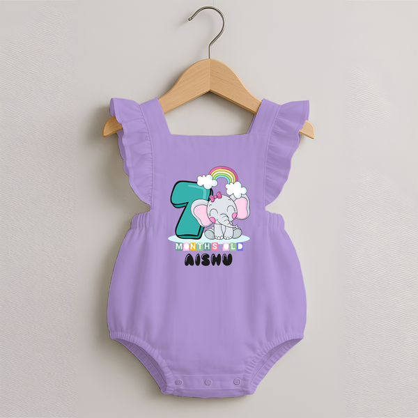 Custom Baby Romper Frock for 7 Month Milestone | Soft Cotton Romper Frock | Personalized Name Print - LILAC - 0 - 3 Months Old (Chest 19")