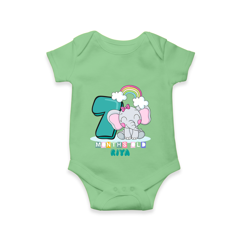 Celebrate The Seventh Month Birthday Customised Romper - GREEN - 0 - 3 Months Old (Chest 16")