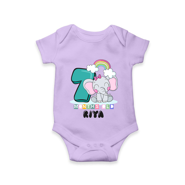 Custom Baby Romper/Onesie for 7 Month Milestone | Soft Cotton Bodysuit | Personalized Name Print - LILAC - New Born (Chest 14")