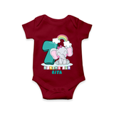 Celebrate The Seventh Month Birthday Customised Romper - MAROON - 0 - 3 Months Old (Chest 16")
