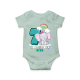 Celebrate The Seventh Month Birthday Customised Romper - MINT GREEN - 0 - 3 Months Old (Chest 16")