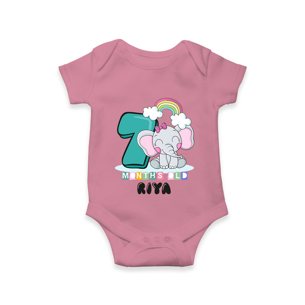 Custom Baby Romper/Onesie for 7 Month Milestone | Soft Cotton Bodysuit | Personalized Name Print - ONION - New Born (Chest 14")