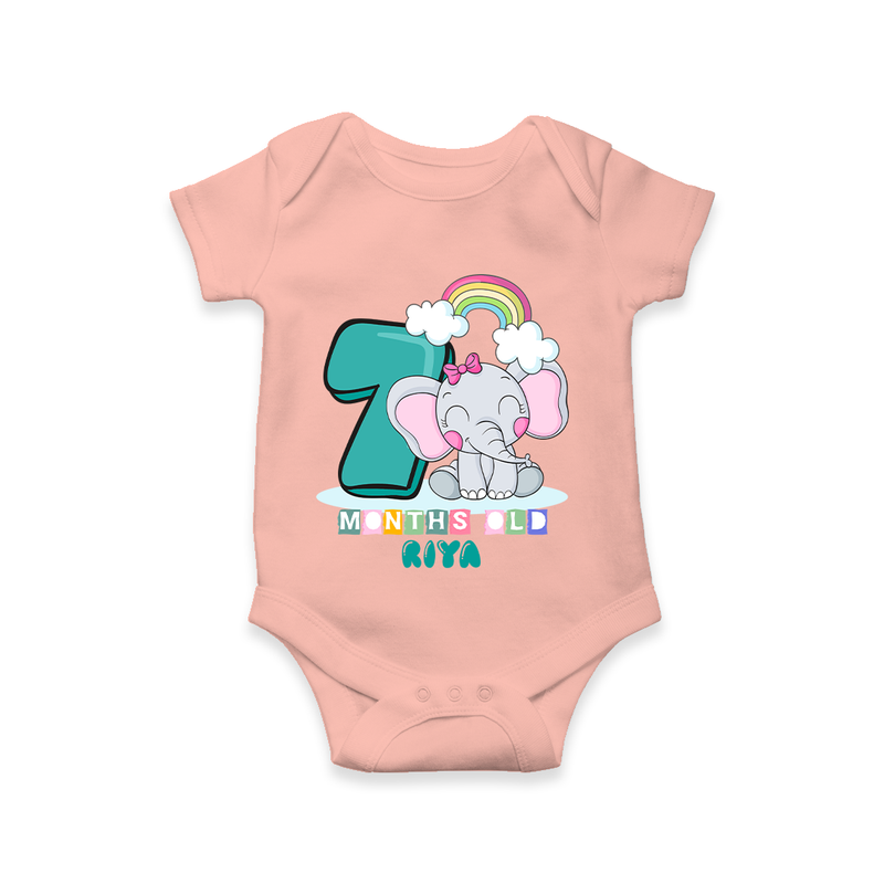 Celebrate The Seventh Month Birthday Customised Romper - PEACH - 0 - 3 Months Old (Chest 16")