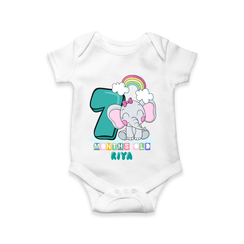 Celebrate The Seventh Month Birthday Customised Romper - WHITE - 0 - 3 Months Old (Chest 16")