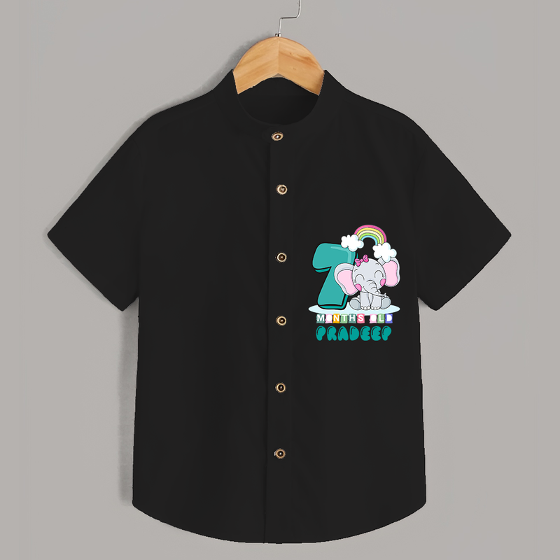 Celebrate The Seventh Month Birthday Customised Shirt - BLACK - 0 - 6 Months Old (Chest 21")