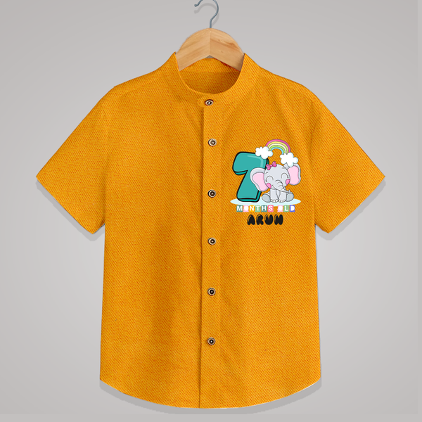 Custom Baby Shirt for 7 Month Milestone | Soft Cotton Shirt | Personalized Name Print - CHROME YELLOW - 0 - 6 Months Old (Chest 23")