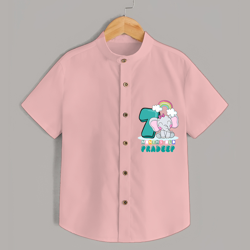 Celebrate The Seventh Month Birthday Customised Shirt - PEACH - 0 - 6 Months Old (Chest 21")