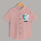 Custom Baby Shirt for 7 Month Milestone | Soft Cotton Shirt | Personalized Name Print - PEACH - 0 - 6 Months Old (Chest 23")
